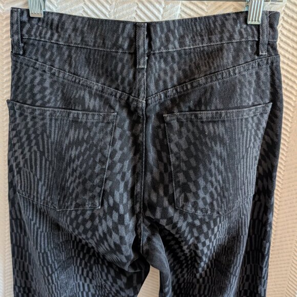 Topshop 90s Straight Jeans Black Warp Print W 28 L 30 Denim Optical Illusion - Picture 7 of 10